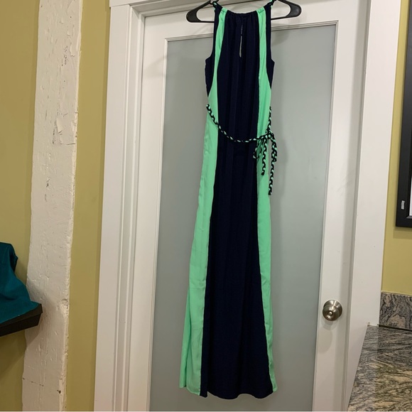 New York & Company (NY&Co) Colorblock Navy and Mint/Tile Green Maxi Dress. XS - Picture 3 of 16